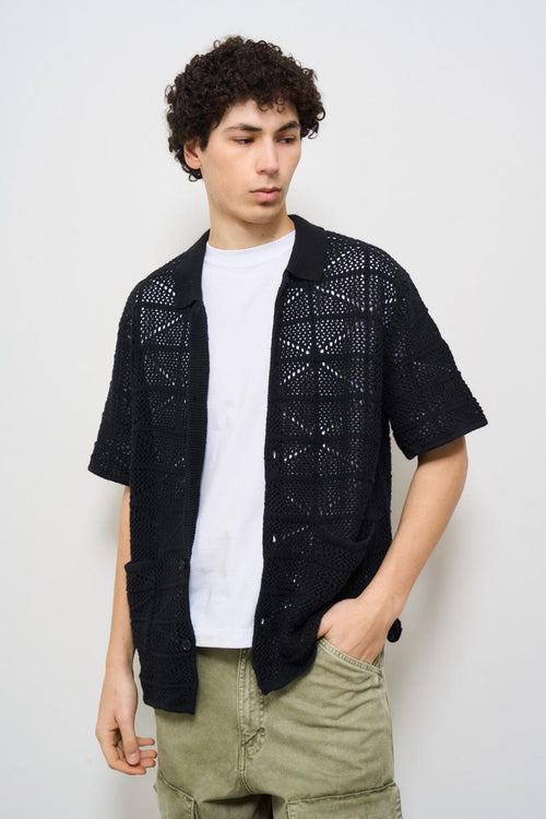 Camicia uomo in maglia nera - 2