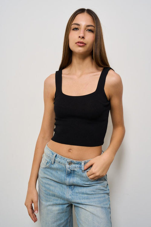 Top donna cropped nero