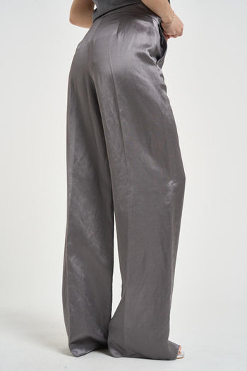 Pantalone donna satinato grigio - 4