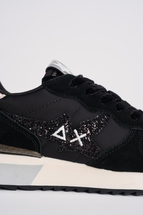 Sneakers donna nera con glitter neri - 2