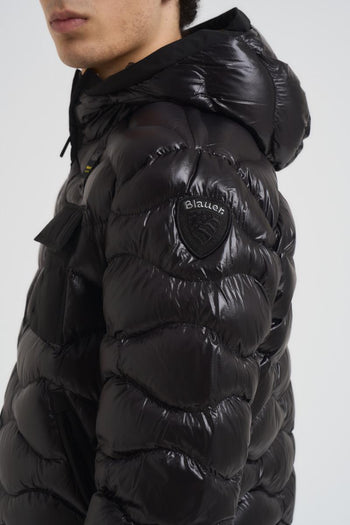 Piumino uomo trapuntato in nylon nero - 4
