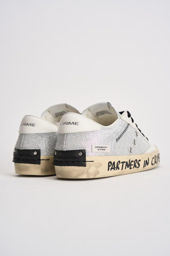 Sneakers donna glitterato argento - 4