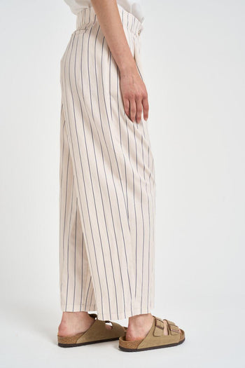 Pantalone donna panna a righe blu - 5