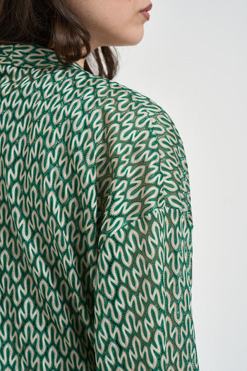 Kimono donna motivo geometrico verde - 5