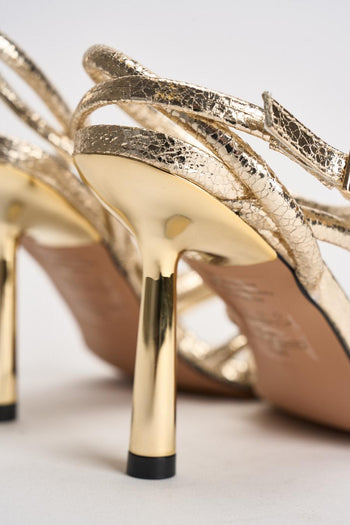 Sandalo donna con tacco dorato - 6
