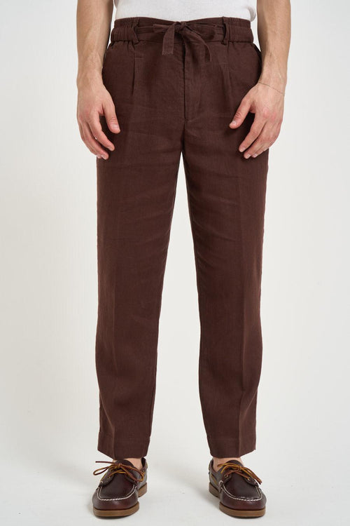 Pantalone uomo in lino marrone