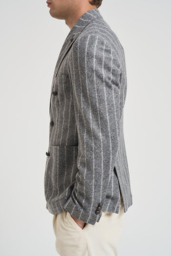 Giacca uomo doppiopetto gessata grigia - 6