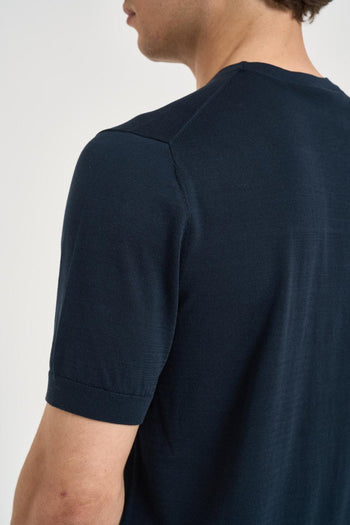 T-shirt uomo in maglia blu notte - 6