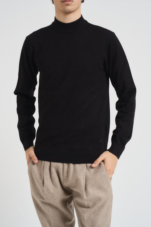 Maglia uomo mezzo collo nera - 2