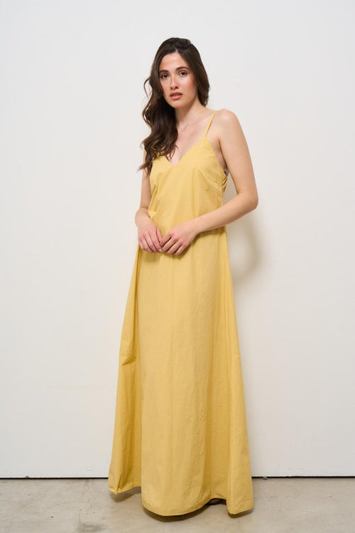 Abito donna lungo giallo ocra