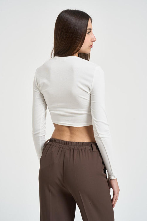 Top donna cropped bianco<BR/> - 2