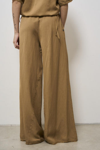 Pantalone donna wide leg cammello - 5