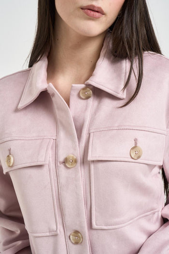 Giubbotto donna in suede rosa - 3