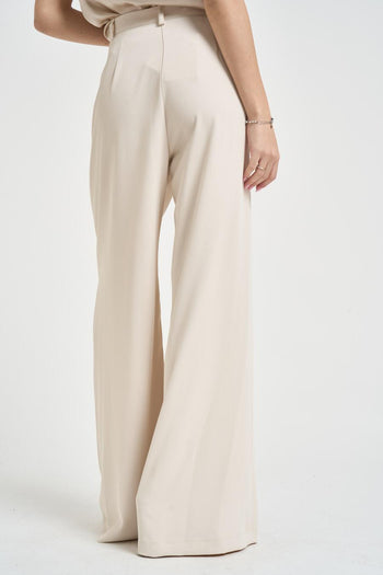 Pantalone donna ampio panna - 4