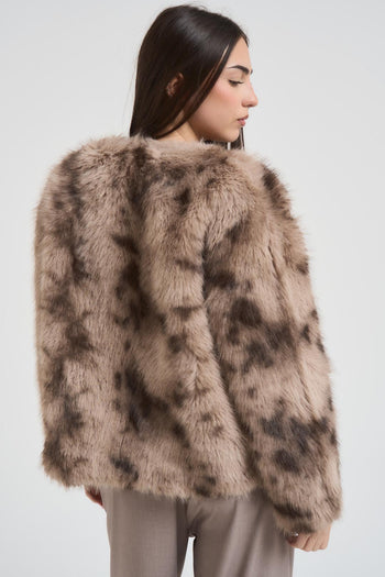 Ecopelliccia donna con applicazione gioiello maculata - 3