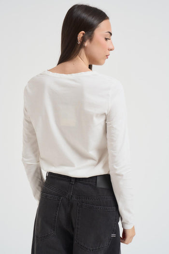Maglia donna a maniche lunghe bianco - 4