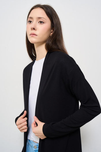Cardigan donna lungo nero - 3