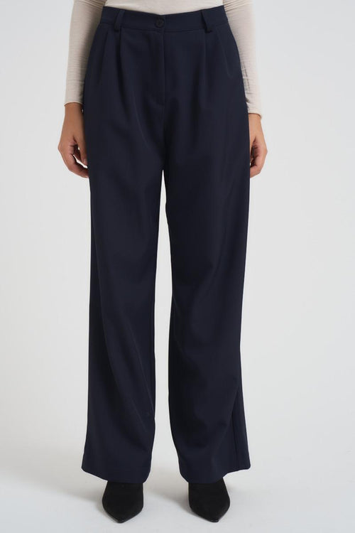 Pantalone donna con pinces blu