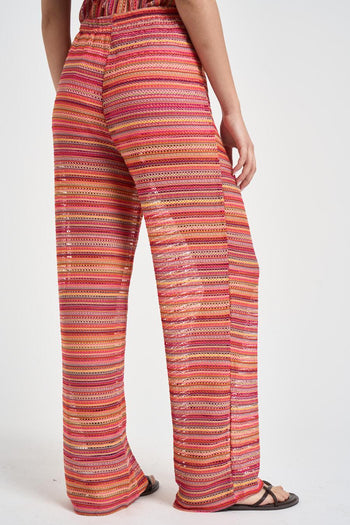Pantalone donna a righe multicolor - 4