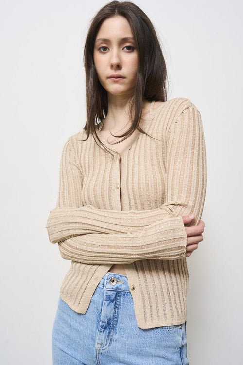 Cardigan donna in maglia oro