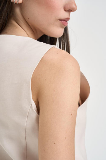 Abito con gilet e pantalone panna - 6