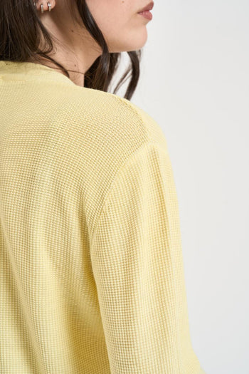 Cardigan donna in maglia giallo pastello - 4