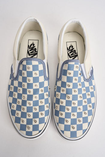 Sneakers donna Classic slip-on scacchi celeste - 6