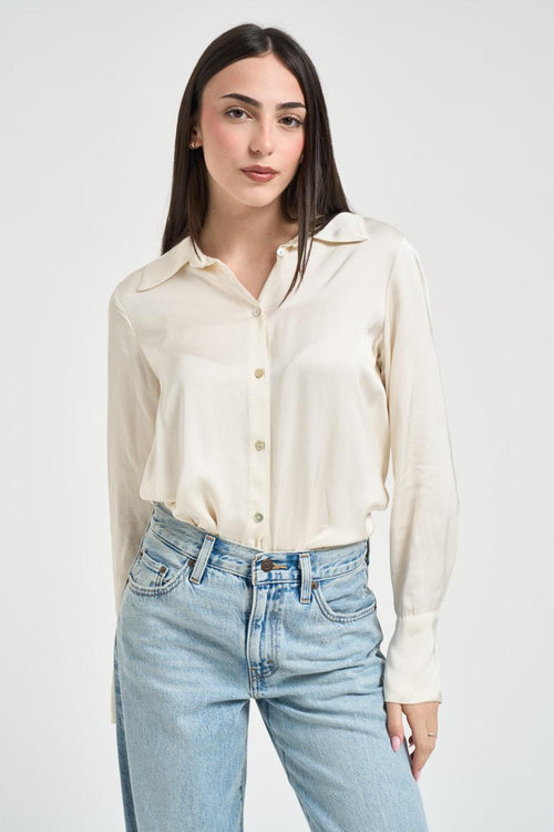 Camicia donna satinata panna