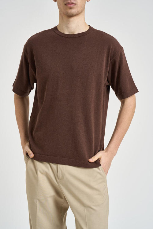 T-shirt uomo in maglia marrone