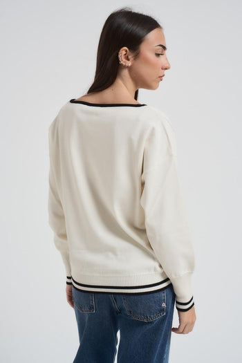 Maglia donna girocollo panna - 3