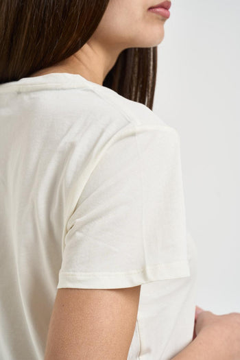T-shirt donna logo con strass bianca - 4