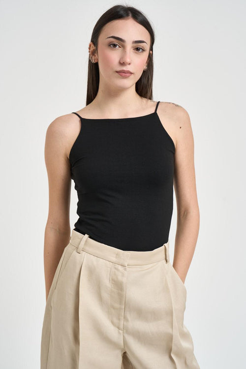 Top donna con spalline nero