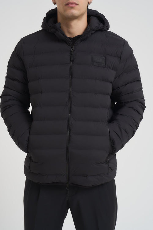 Piumino uomo con cappuccio nero