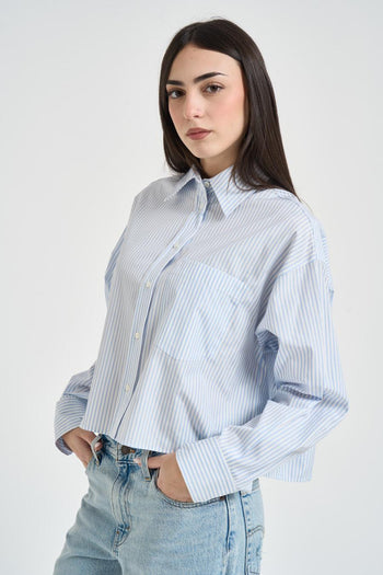 Camicia donna Eden a righe celeste - 3