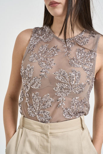 Top donna con paillettes grigio - 3