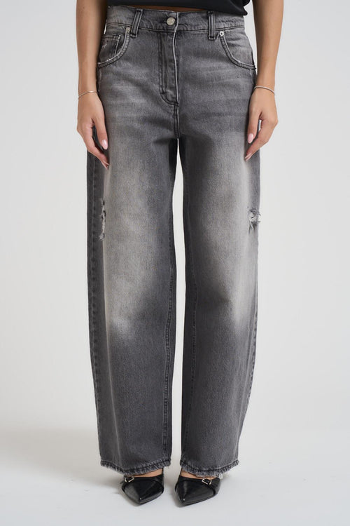 Jeans donna a palazzo in denim grigio chiaro