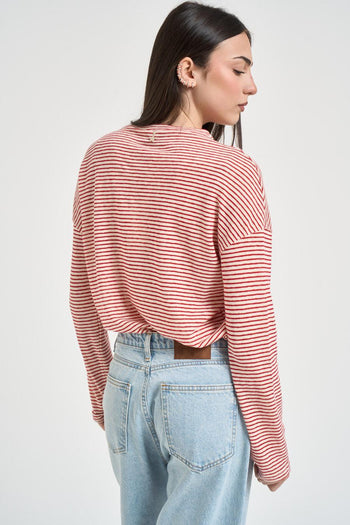 Maglia donna a righe rossa - 3