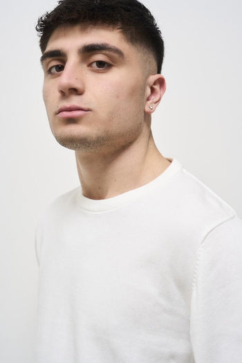 Men's white crew neck sweater - 3