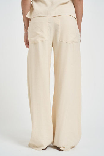 Pantalone donna a palazzo panna - 3