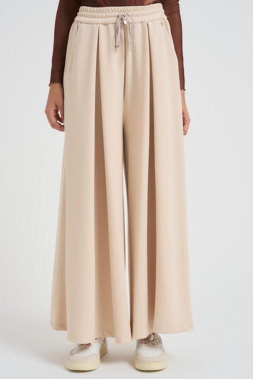 Pantalone donna over con pinces beige