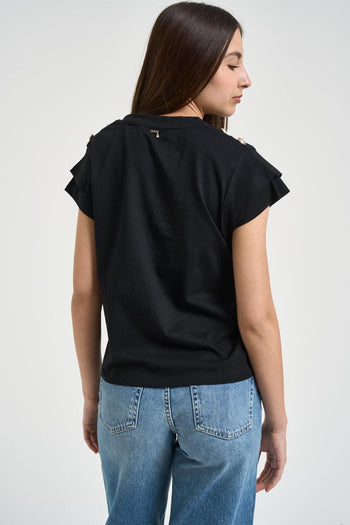 T-shirt donna girocollo nera - 3