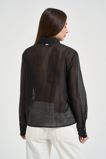 Camicia donna con nodo nera - 4