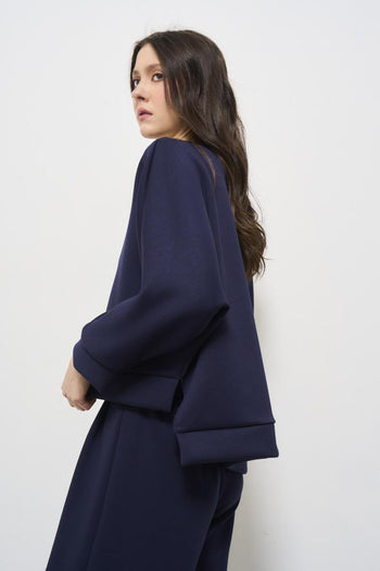 Felpa donna blu asimmetrica - 5