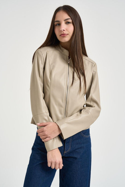 Giubbotto donna in ecopelle beige