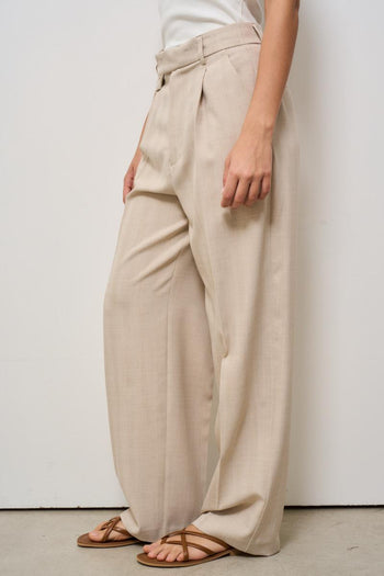 Pantalone donna a palazzo beige - 3