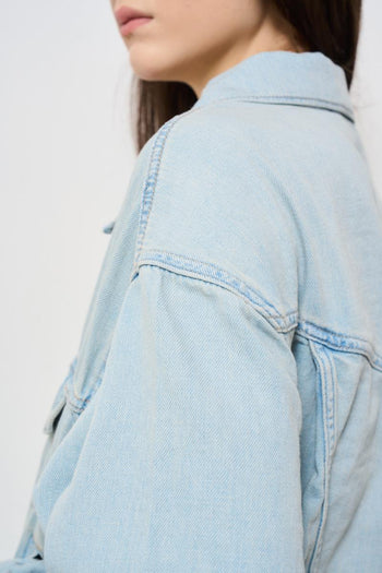 Giubbotto donna in denim chiaro - 6