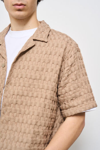Camicia uomo traforata beige - 4