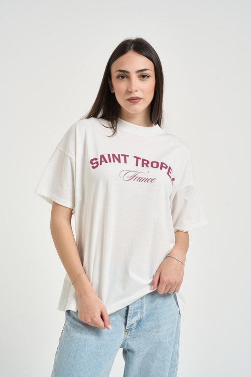 T-shirt donna bianca con stampa