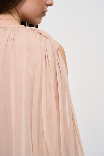 Blusa donna rosa plissè - 5