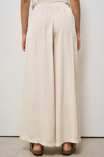 Pantalone donna gamba larga panna - 3